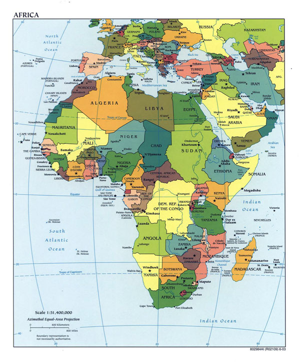 Detailed political map of Africa - 2003.