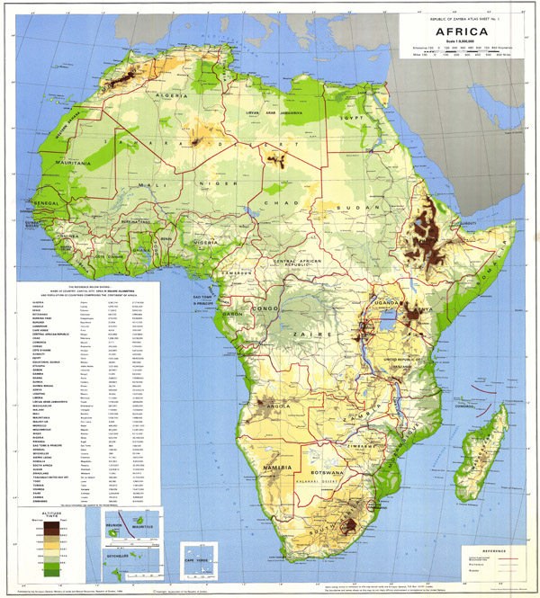 High resolution detailed physical and political map of Africa.