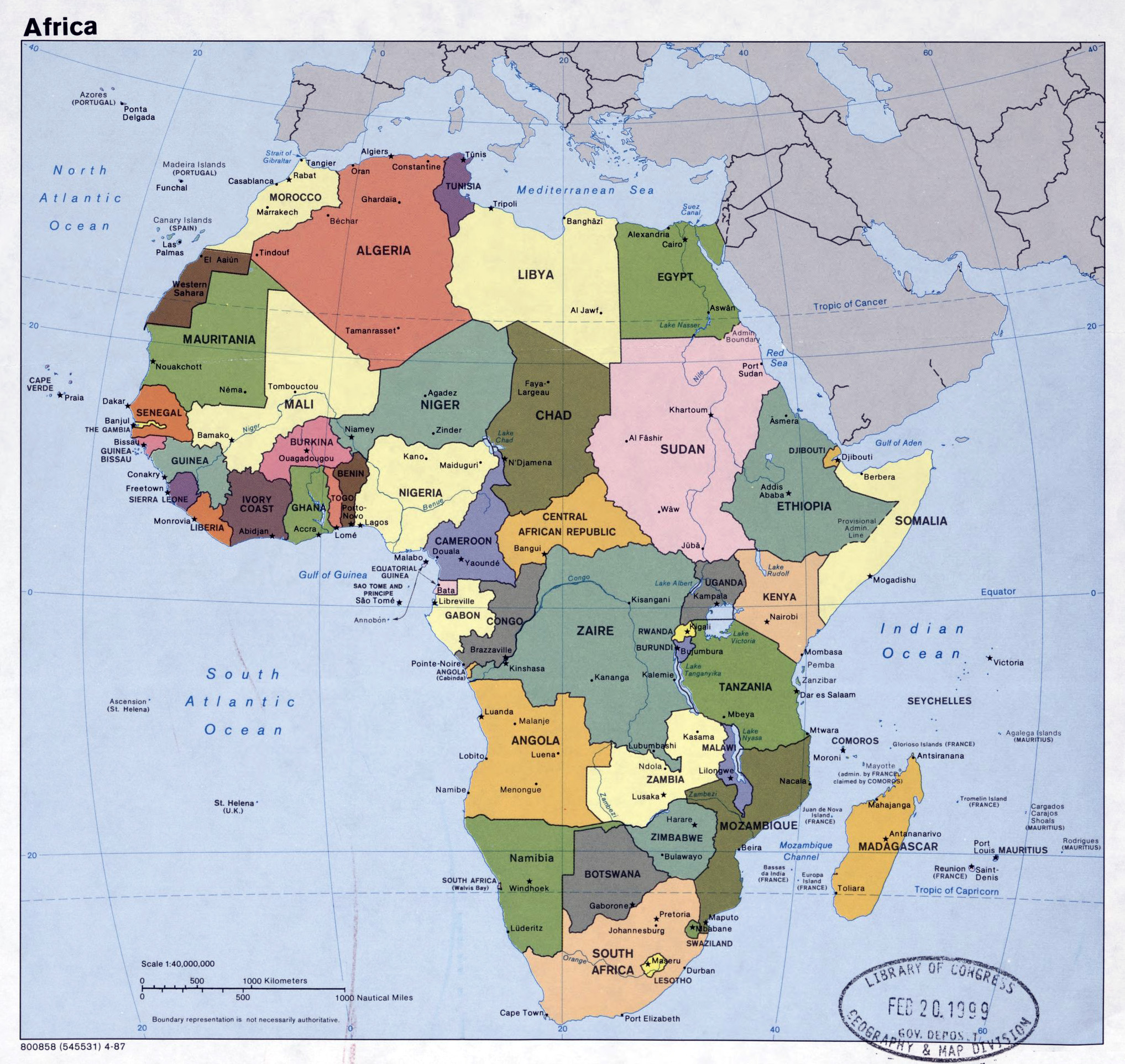 map of africa countries and capitals
