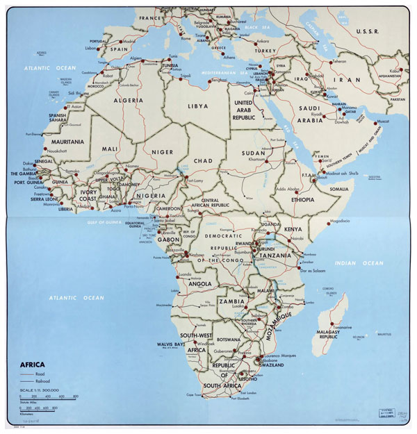 Large political map of Africa - 1968.