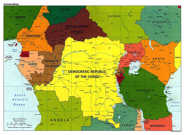 Large political map of Central Africa - 1997.
