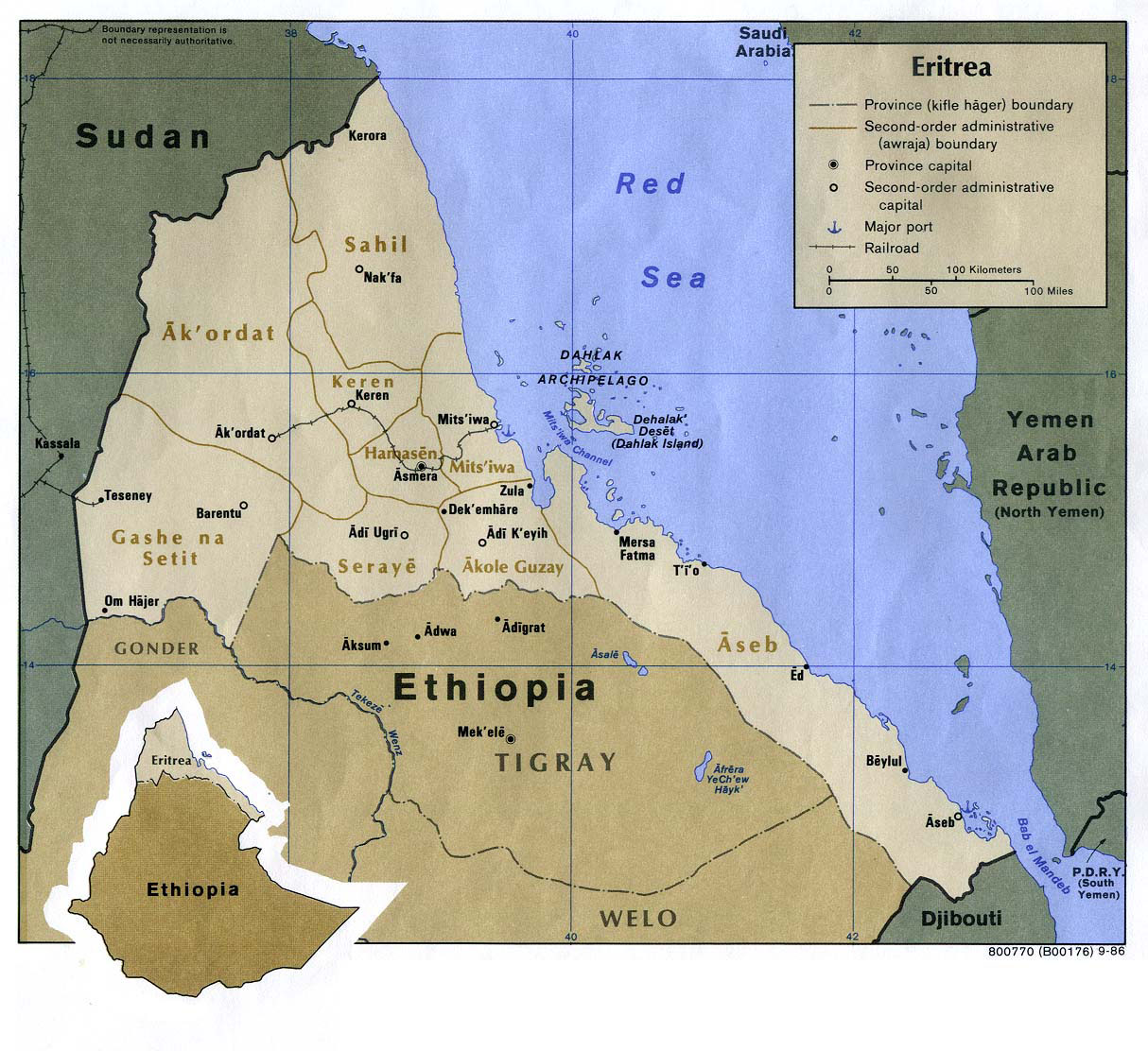 Detailed Political Map Of Eritrea With Cities And Highways Vidiani Maps Of All Countries