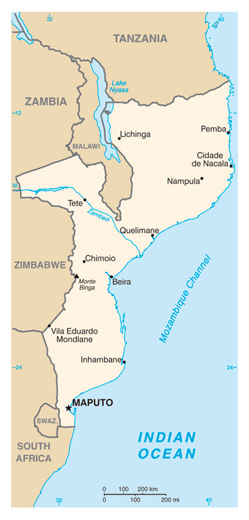Map of Mozambique. Mozambique map.
