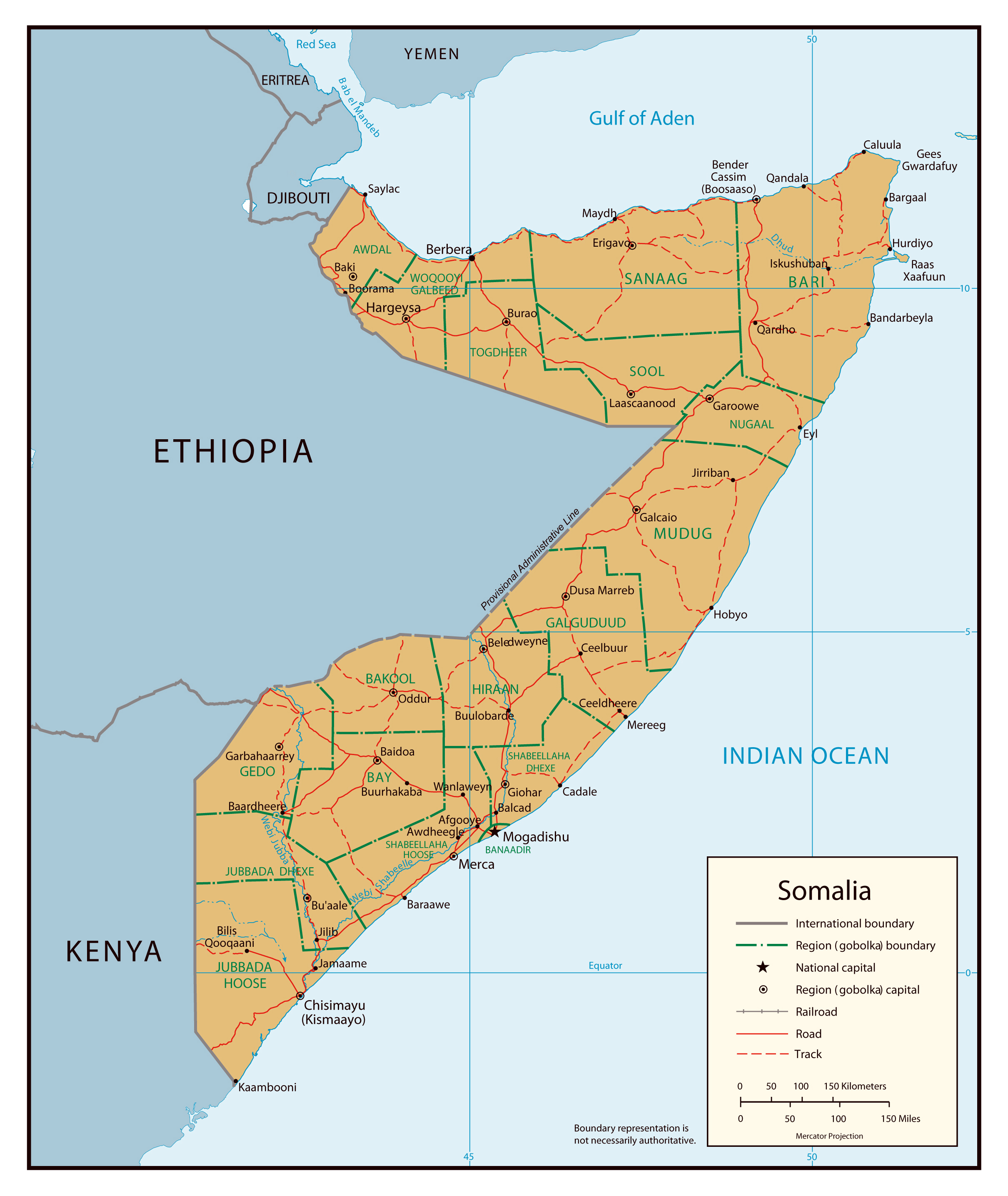 Administrative Map Of Somalia Somalia Administrative Map Vidiani 172224