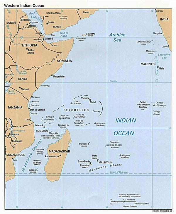 Large political map of Western Indian Ocean - 1996.