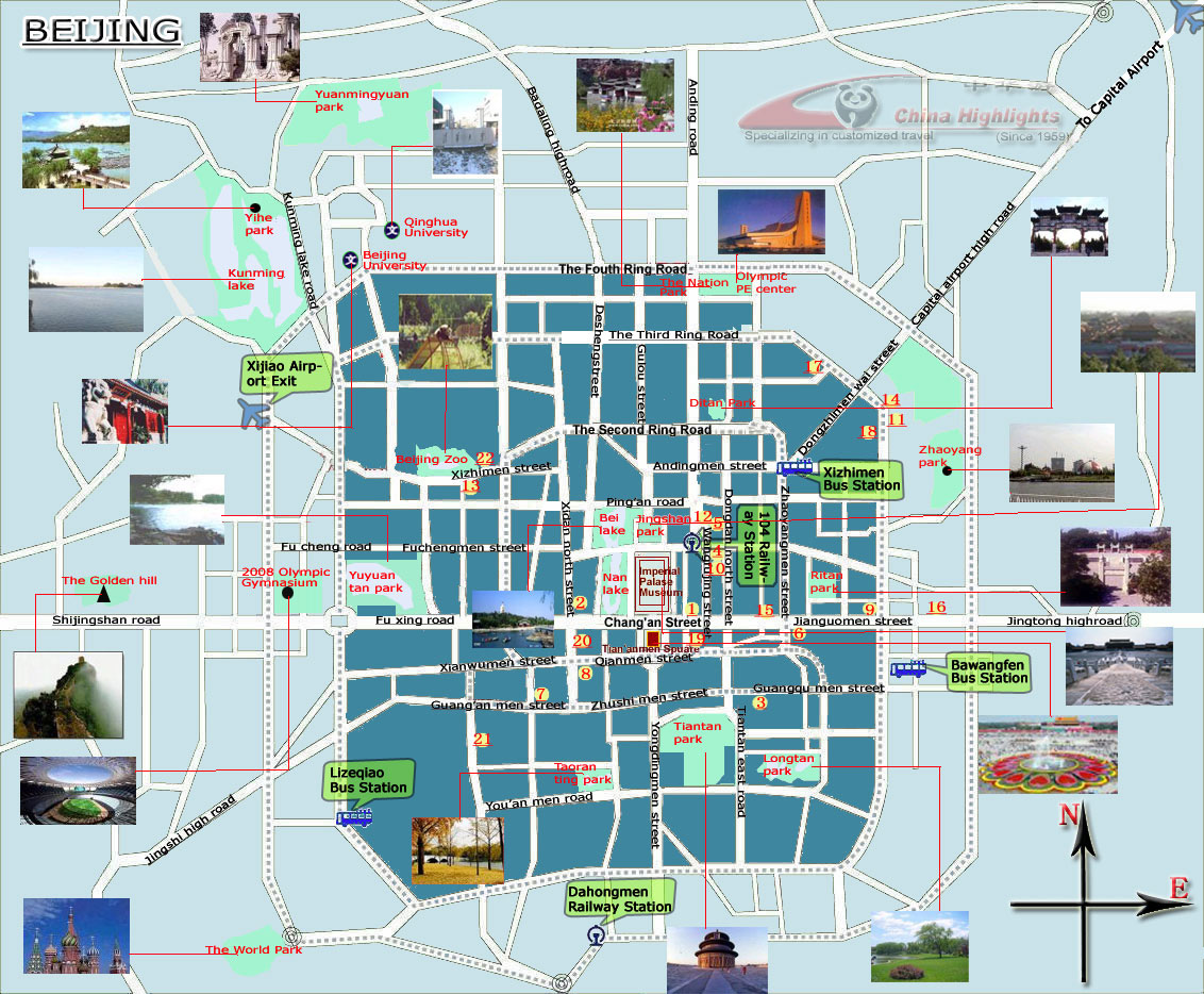 Detailed Tourist Map Of Beijing City Beijing City Detailed Tourist Map