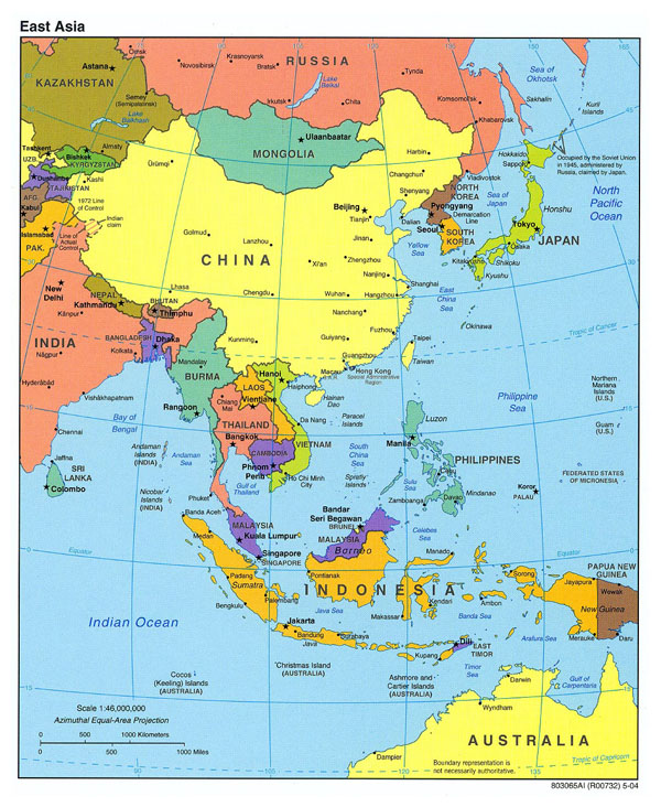 Detailed political map of East Asia - 2004.