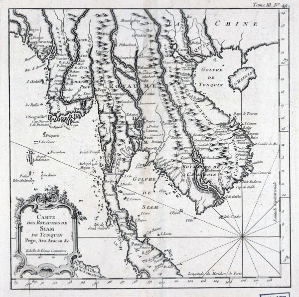 Detailed old map of Indochina in French - 1764.