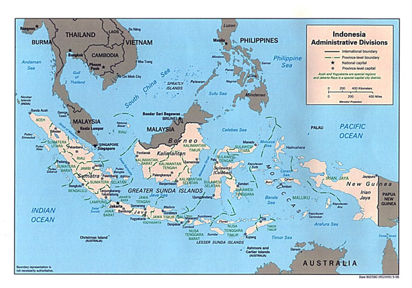 Detailed administrative map of Indonesia.