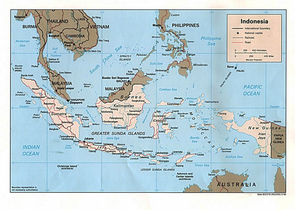 Detailed political map of Indonesia. Indonesia detailed political map.