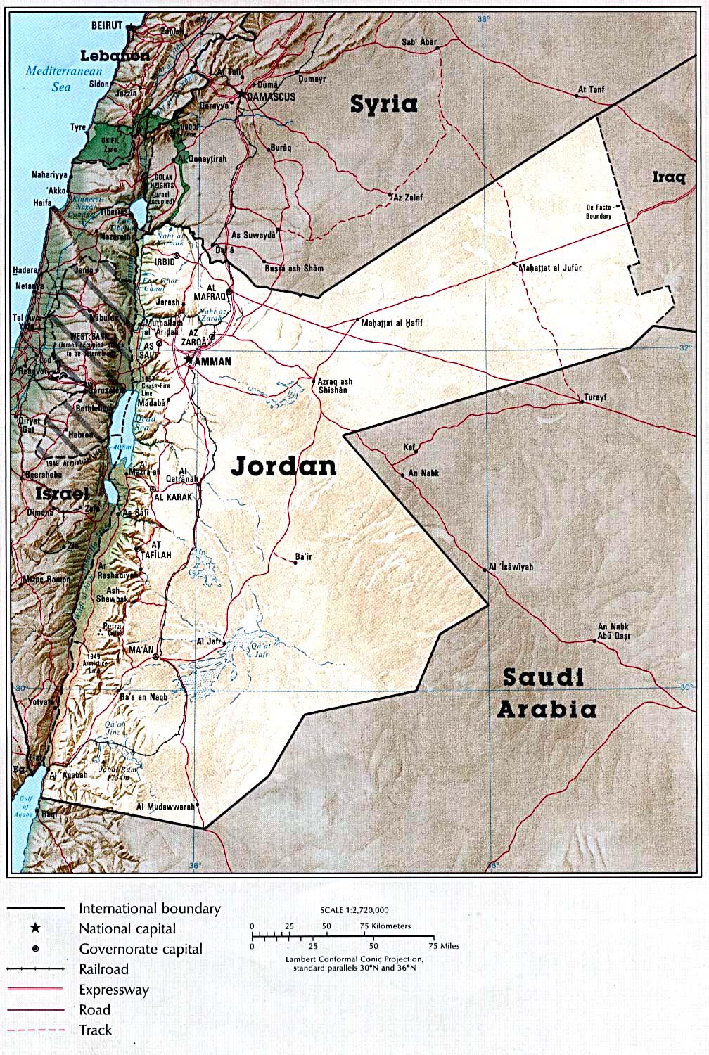 Detailed map of Jordan country. Jordan country detailed map ...