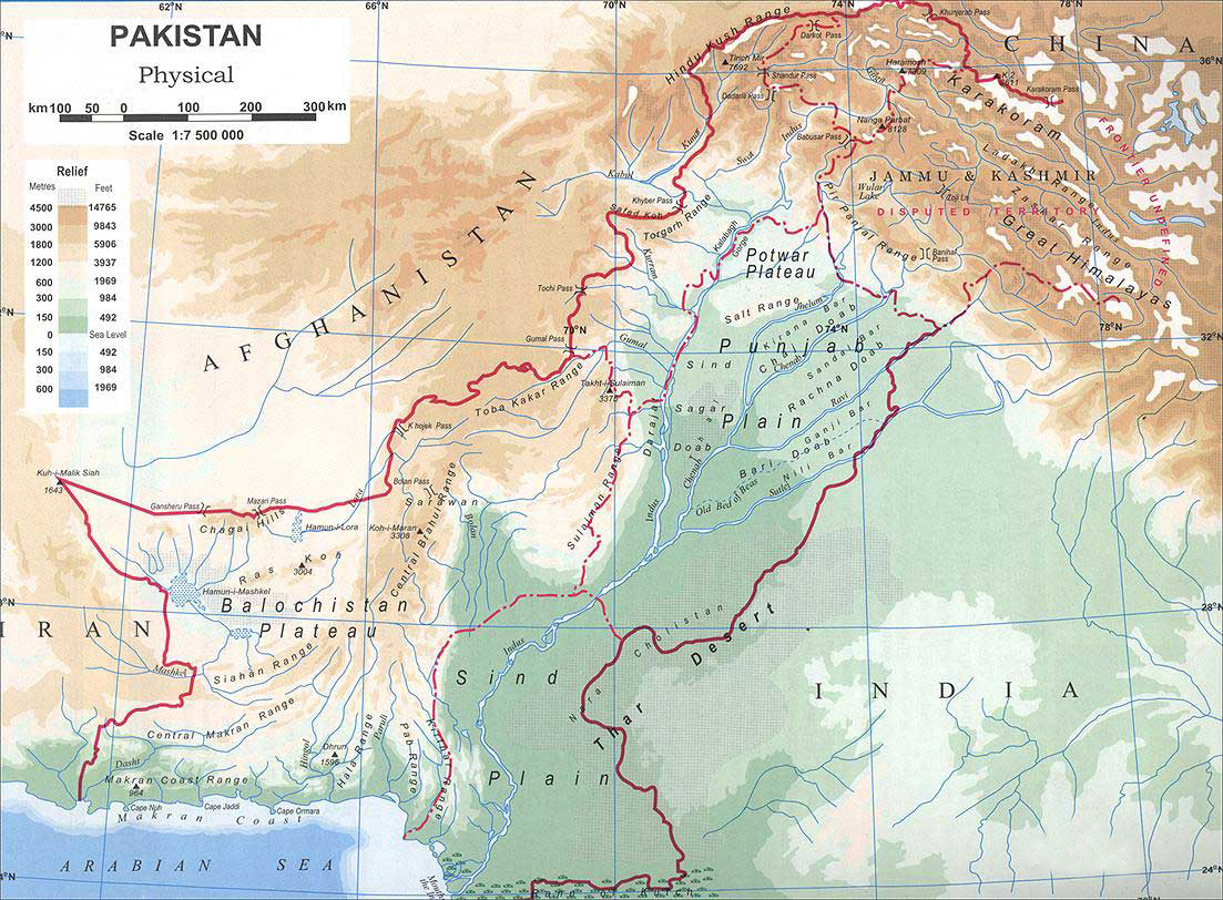 Detailed Physical Map Of Pakistan Pakistan Detailed Physical Map Vidiani Maps Of All 