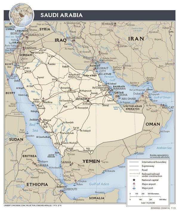 Detailed political map of Saudi Arabia. Saudi Arabia detailed political map.