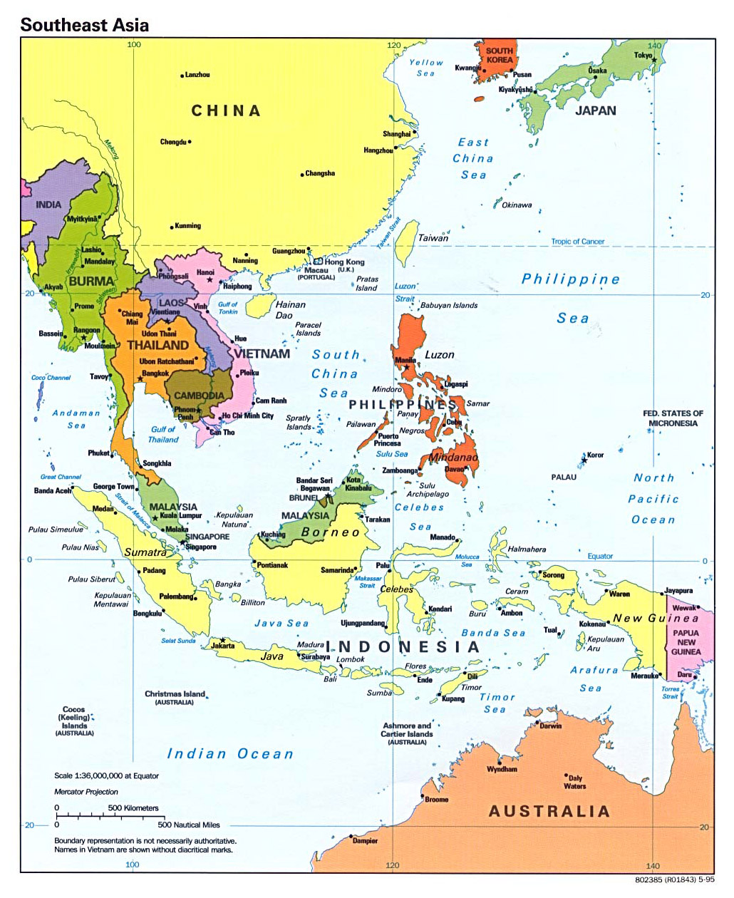 southeast asia map with cities Detailed Political Map Of Southeast Asia With Capitals And Major southeast asia map with cities