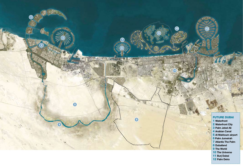Detailed satellite map of Dubai with legend. Dubai detailed satellite ...