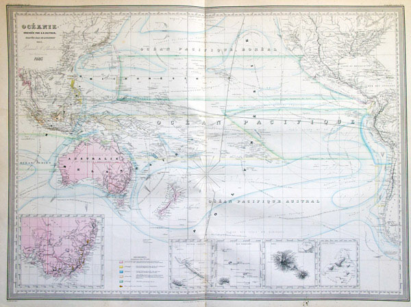 Large detailed old map of Australia and Oceania 1863.