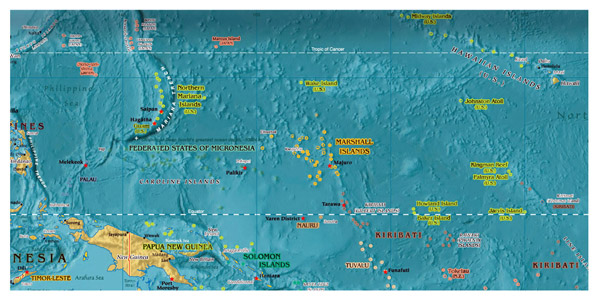 Micronesia detailed map with relief. Detailed map of Micronesia with relief.