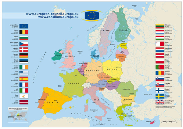 Large detailed European Union map - 2011.