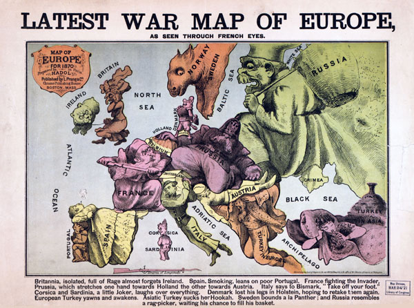 Large detailed Latest War Map of Europe - 1870.
