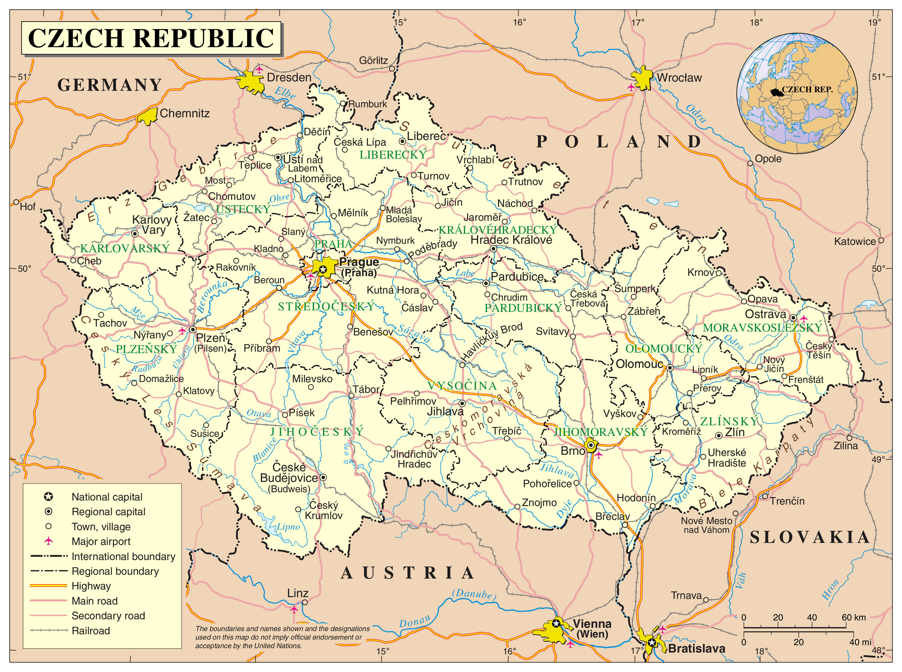 Large Detailed Political Map Of Czech Republic With All