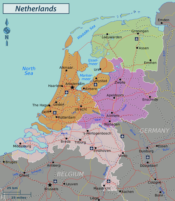 Large Detailed Administrative And Road Map Of Netherlands Holland Netherlands Large Detailed