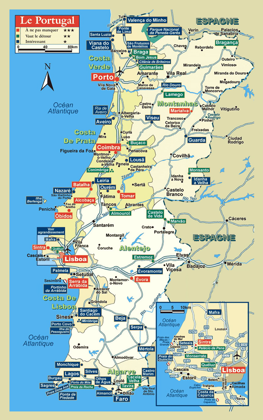 Detailed tourist map of Portugal Portugal detailed tourist map