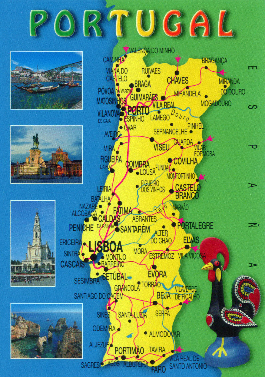 Large travel map of Portugal. Portugal large travel map | Vidiani.com