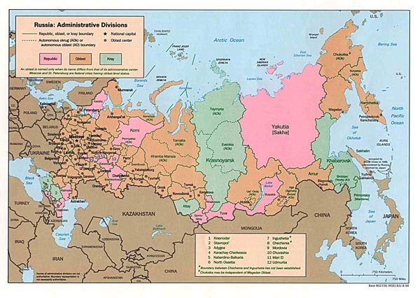 Administrative map of Russia. Russia administrative map.