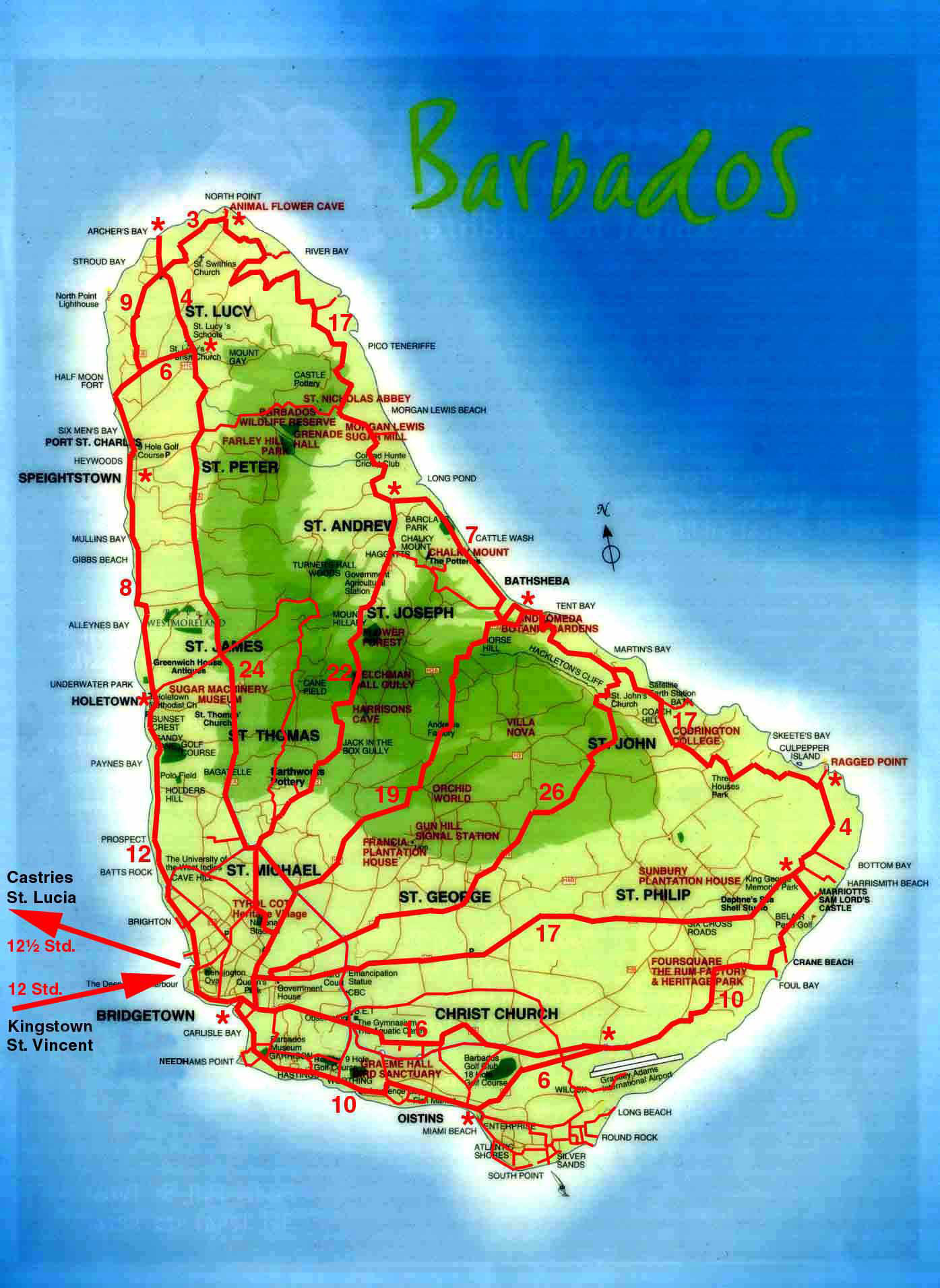Detailed topographical map of Barbados. Barbados detailed topographical