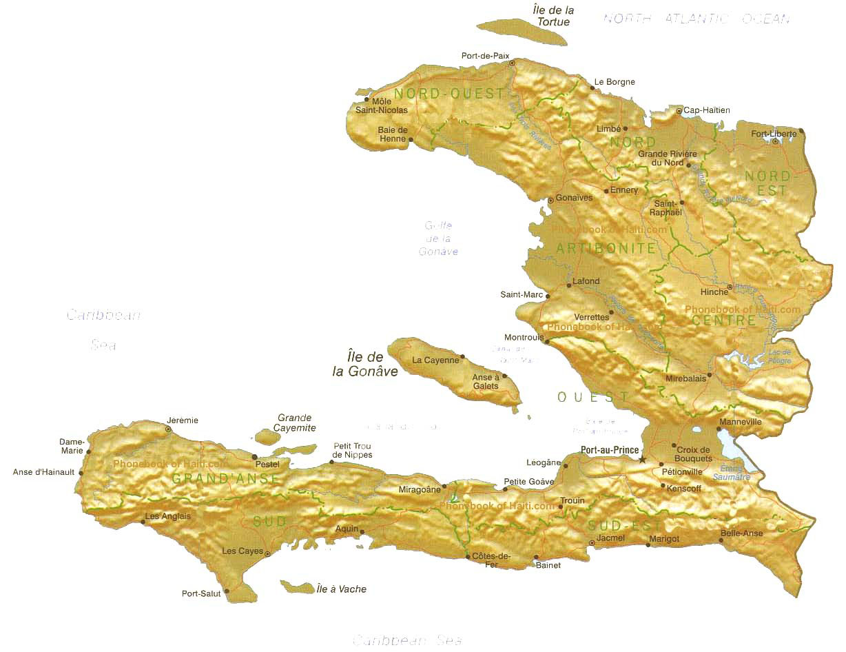 Large detailed relief map of Haiti. Haiti large detailed relief map ...