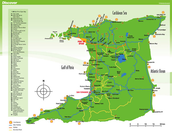 Detailed tourist map of Trinidad island. Trinidad island detailed tourist map.