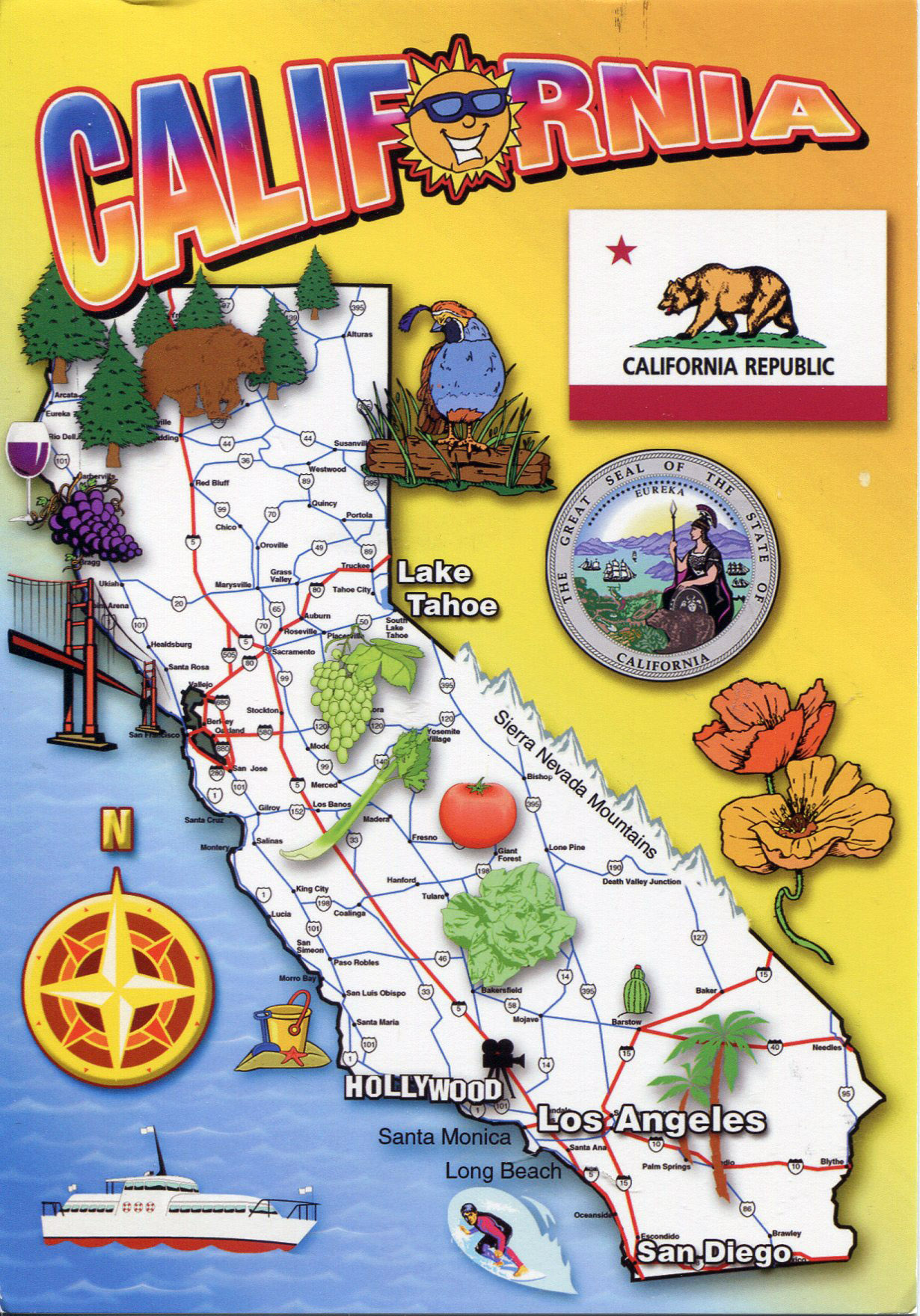 Detailed Tourist Map Of California State California State Detailed Tourist Map