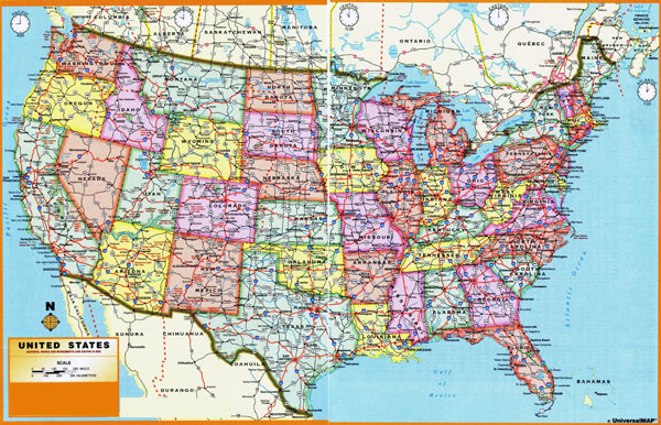 In high-resolution administrative divisions map of the USA.