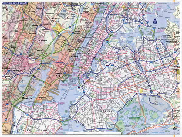 Large detailed road map of New York city.