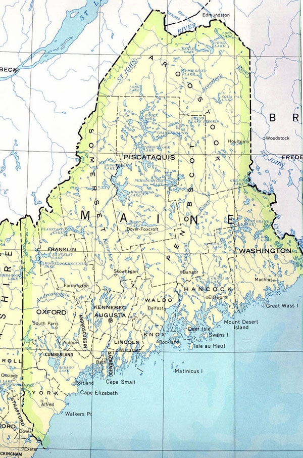 Detailed map of Maine state. Maine state detailed map.