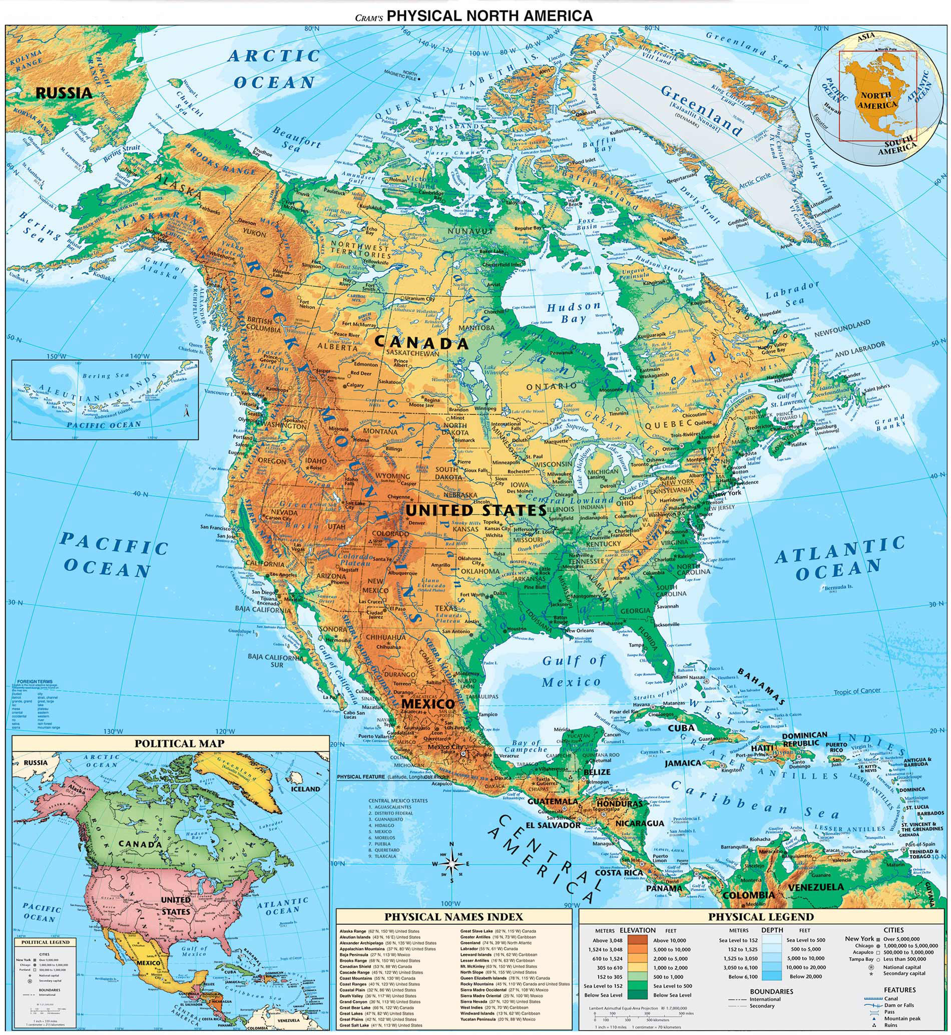 north-and-central-america-detailed-physical-map-detailed-physical-map-of-north-and-central