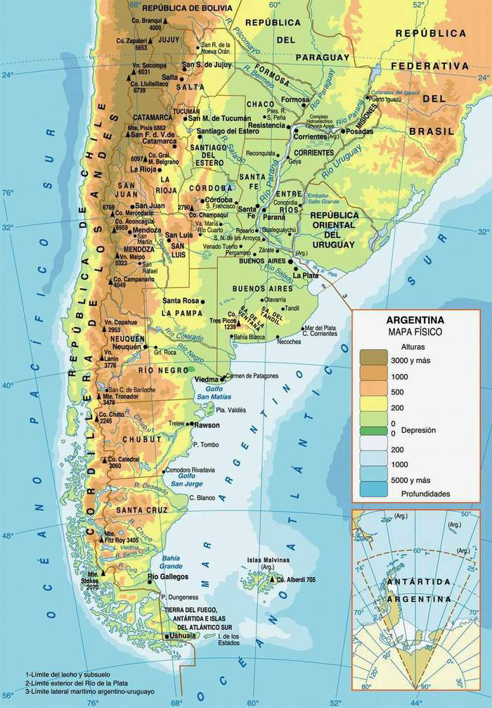 Detailed Physical Map Of Argentina With Cities Argentina Detailed