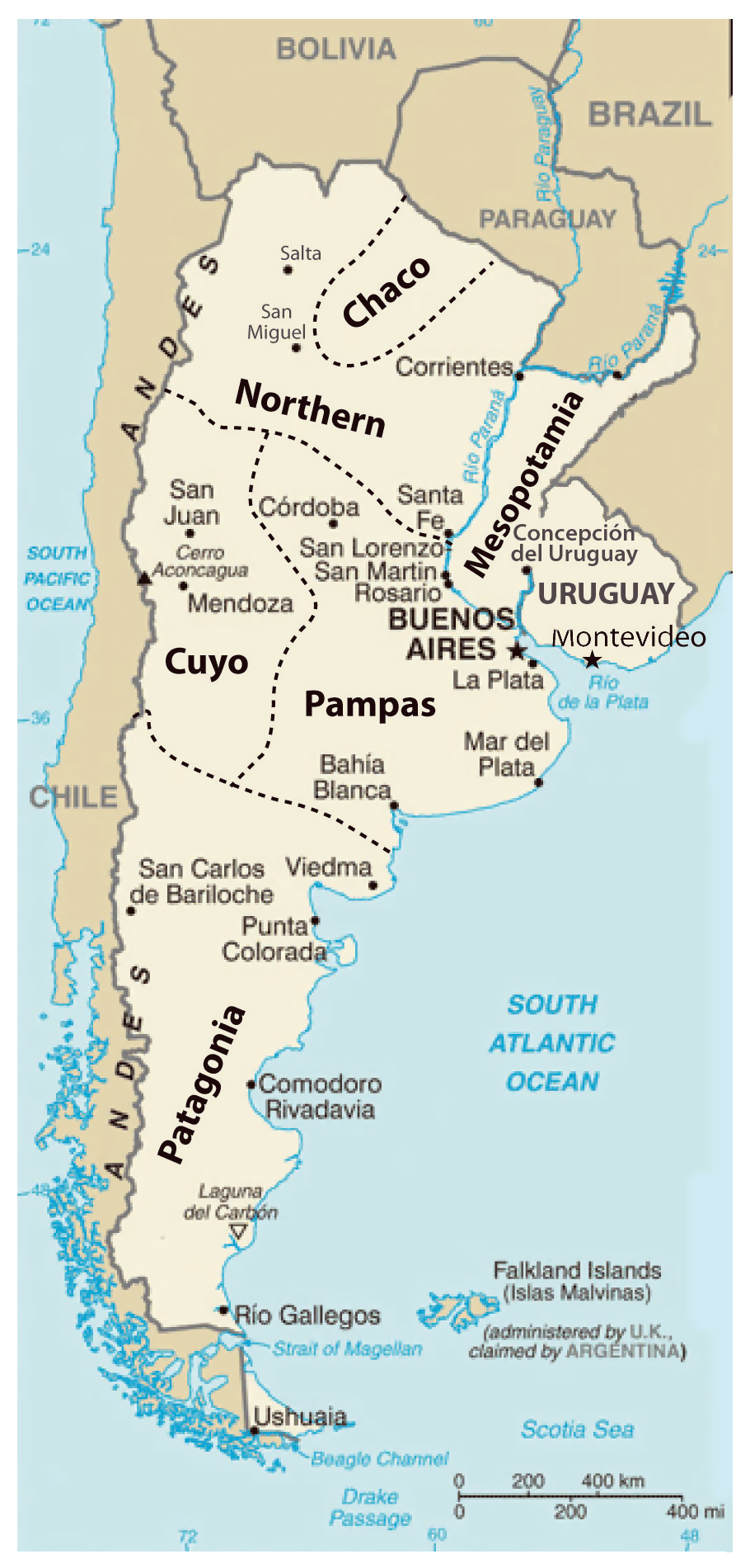 Detailed Regions Map Of Argentina Argentina Detailed Regions Map