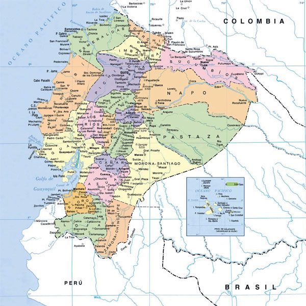 Map of Ecuador with cities. Ecuador map with cities.