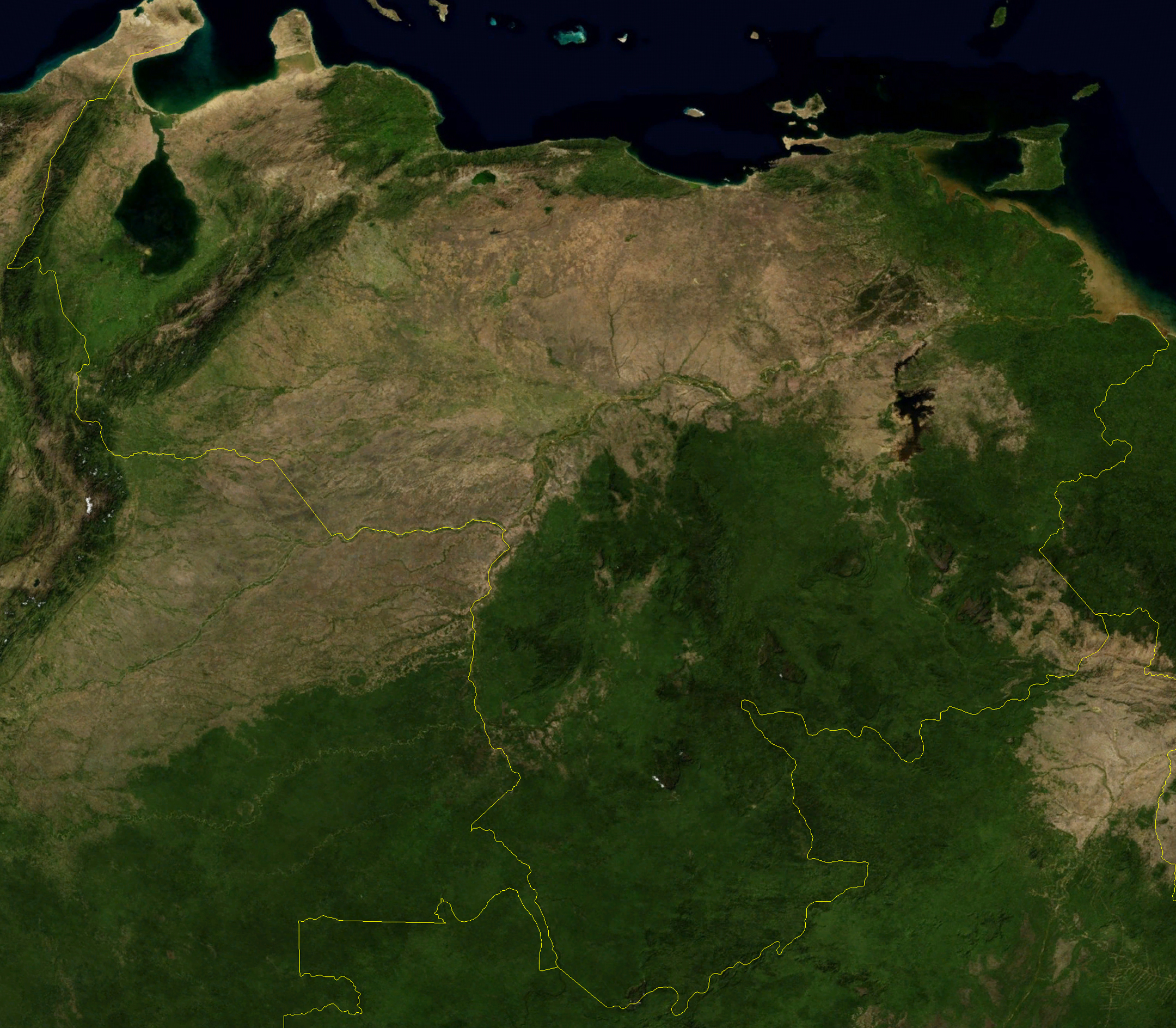 Detailed satellite map of Venezuela. Venezuela detailed satellite map