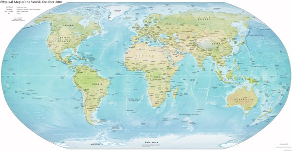 World large detailed political and relief map.