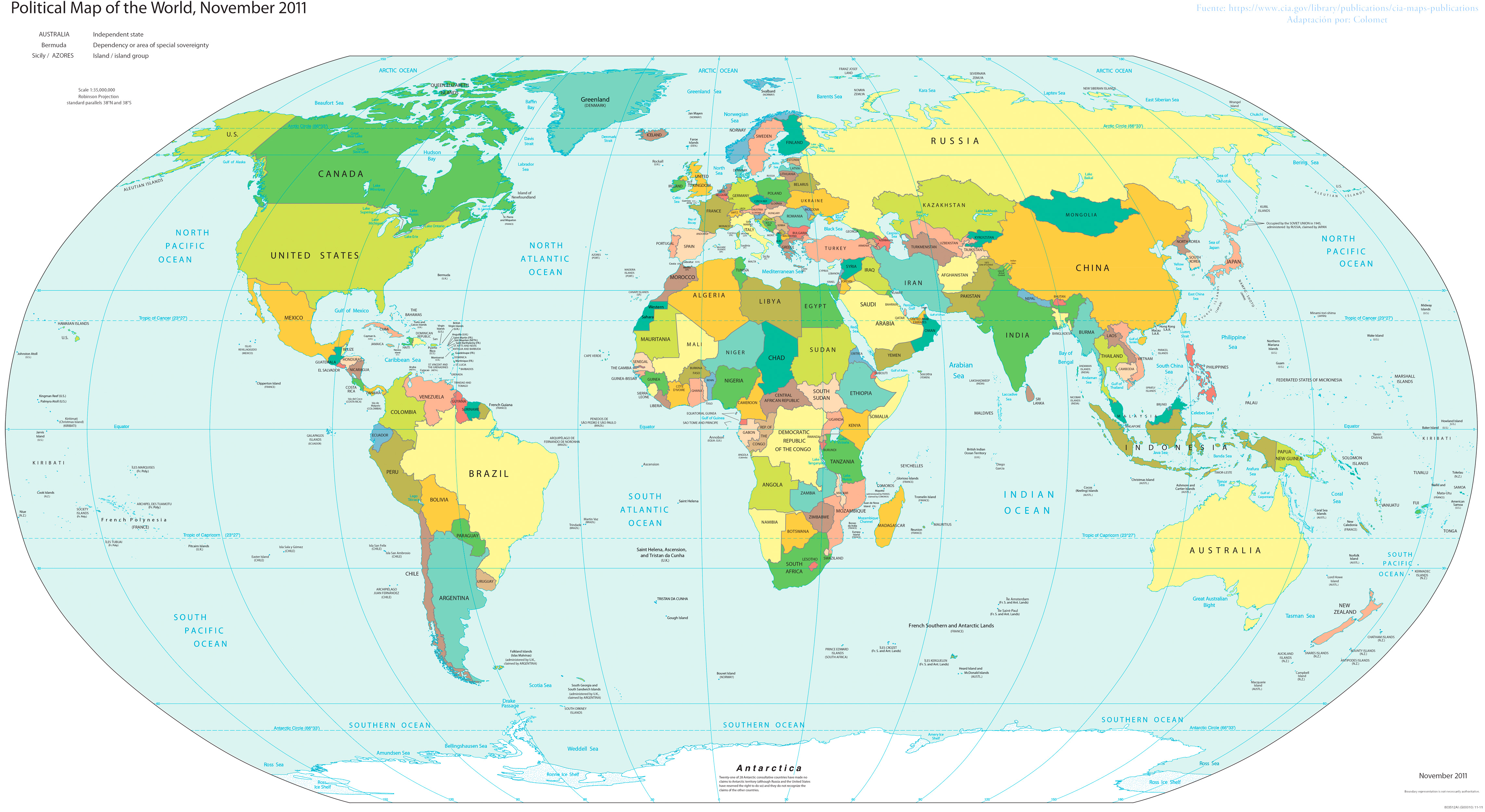 World large detailed political map. Large detailed political map of the