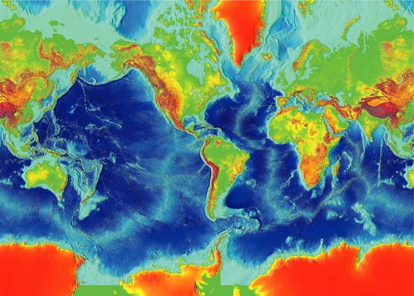 Detailed map of the Earth fractured surface.