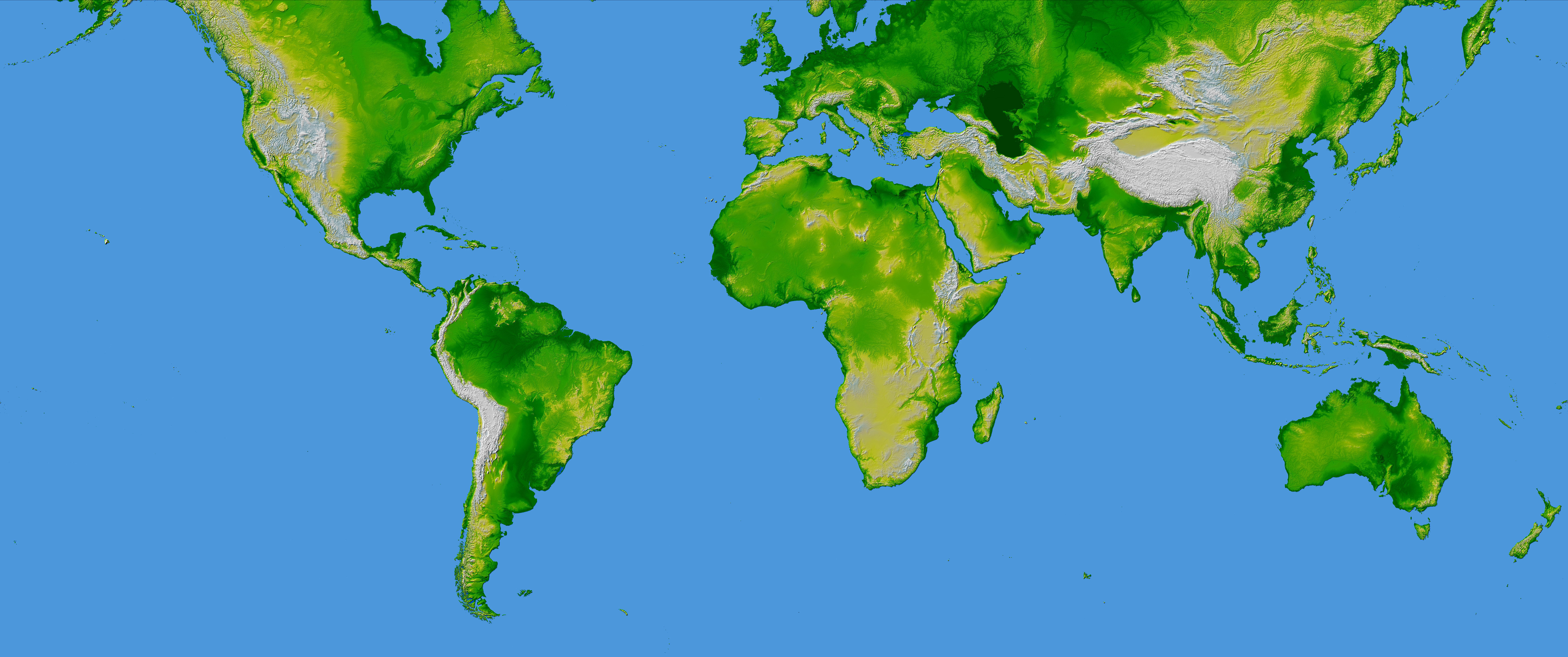 World Map Topographic